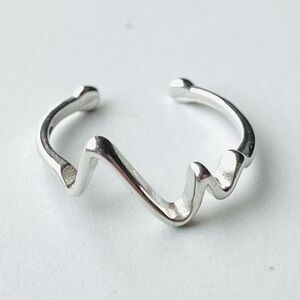 Adjustable Sterling Silver Nurse Heartbeat Ring
